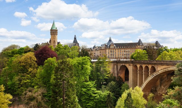 Adolphe Bridge, Pont Adolphe and State Saving Bank Building and The Banque et Caisse d'Epargne de l'Etat, Luxembourg City